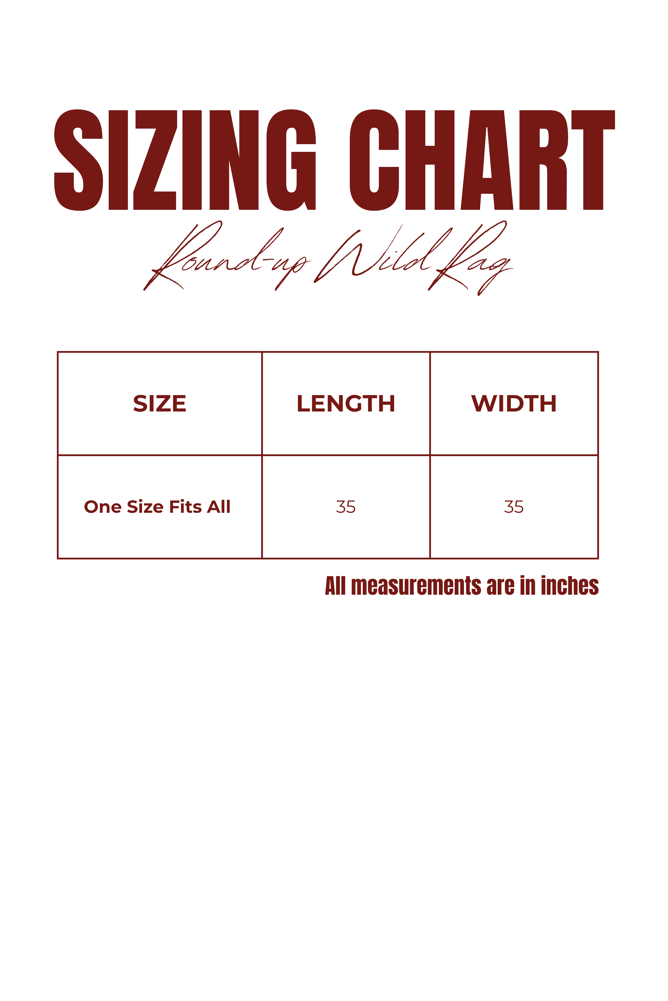 Sizing chart for the Round-Up Wild Rag